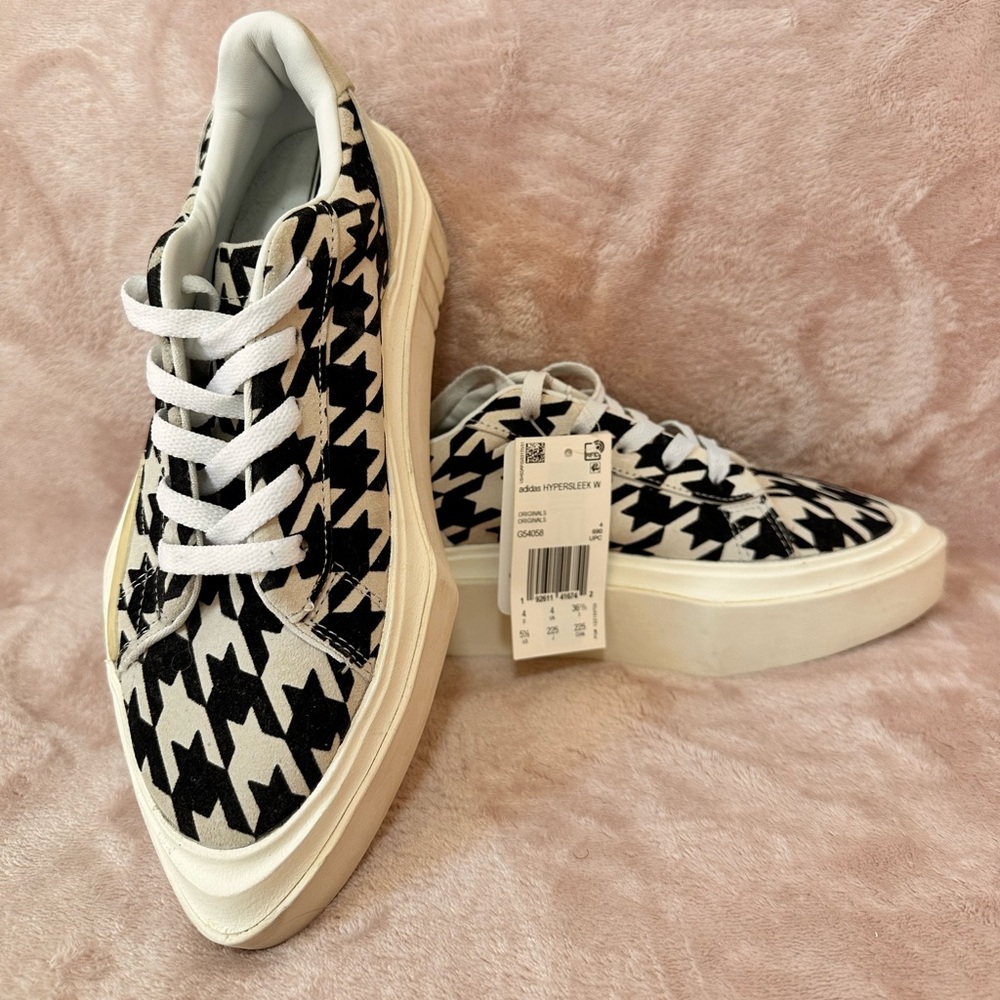 Adidas Black and White Houndstooth Sneakers